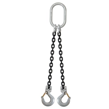 Us Cargo Control 3/4" x 10' - Crosby 2 Leg Chain Sling w/ Sling Hooks - Grade 100 34G100DOS-10-CR